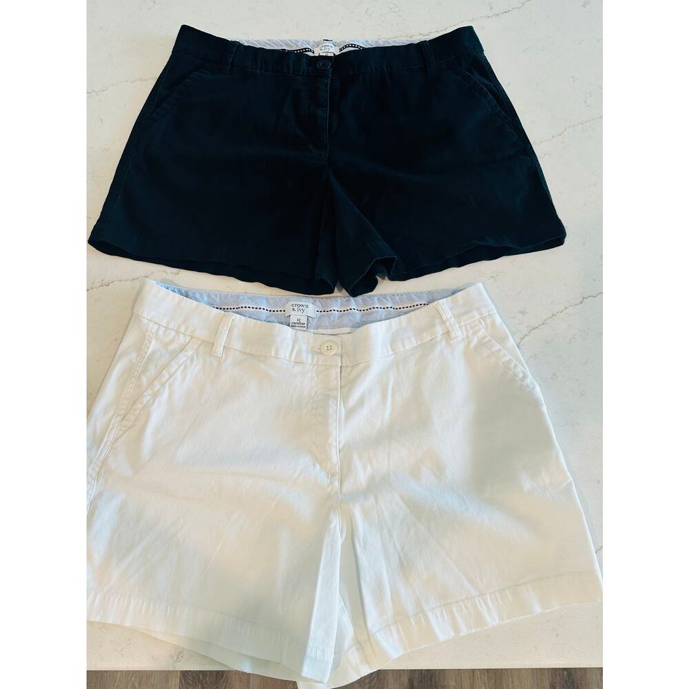 Crown & Ivy Caroline Shorts Lot of 2 Black White Size 12 Casual Stretch